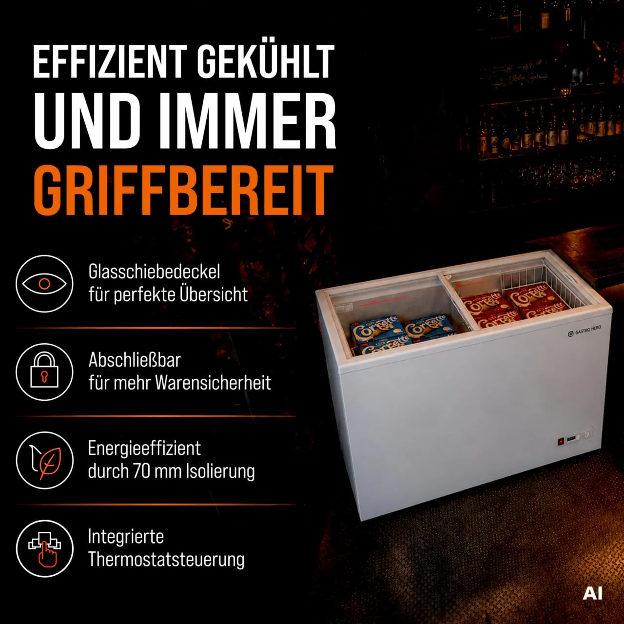 GastroHero ECO 200 Gefriertruhe 197L -18 bis -22°C