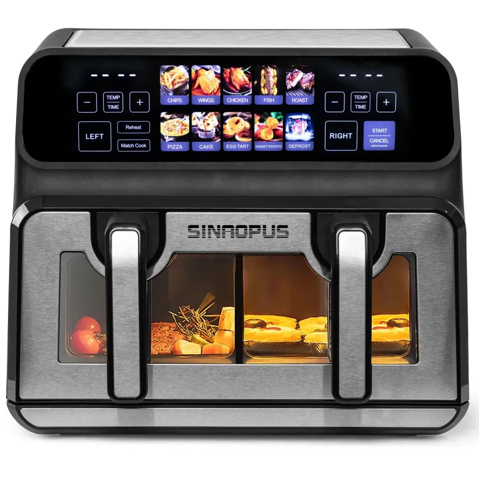 Sinaopus 802T Heißluftfritteuse 9L schwarz Dual-Zone