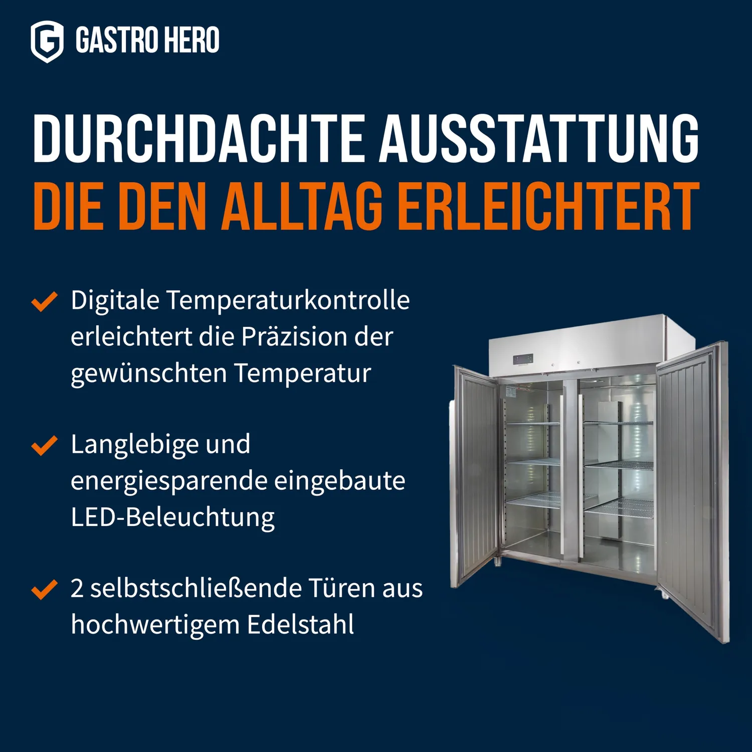 GastroHero ECO 1300 GN 2/1 Gewerbekühlschrank 1350L
