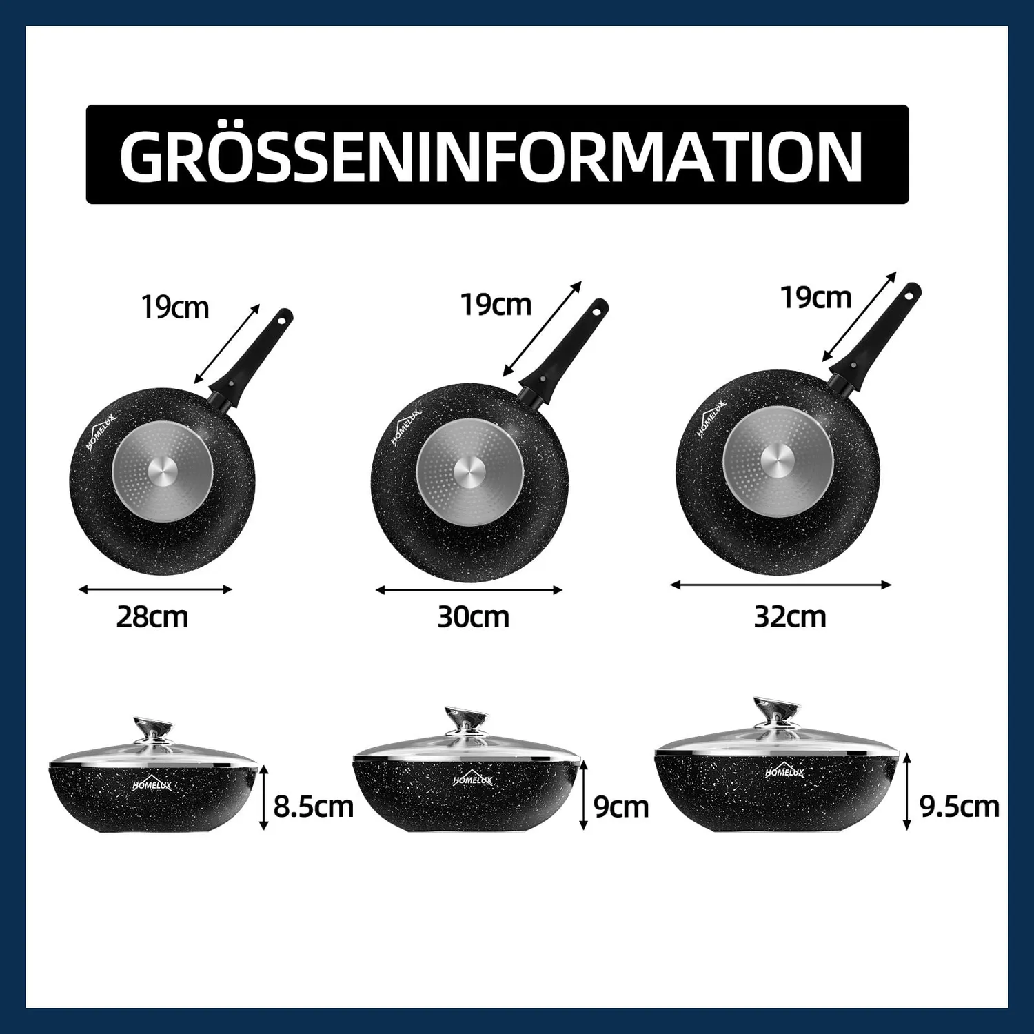 Homelux Wokpfanne 28 cm Induktion Deckel abnehmbar
