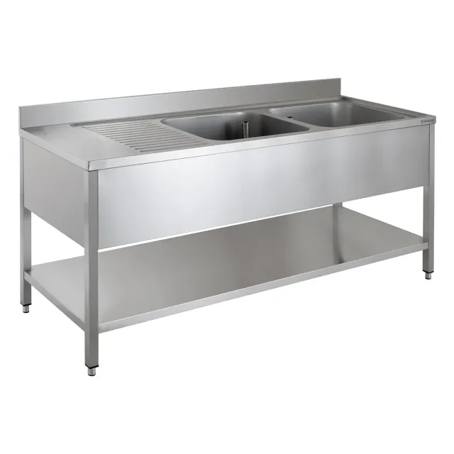 GastroHero ECO Spültisch 200x70 cm 2 Becken rechts