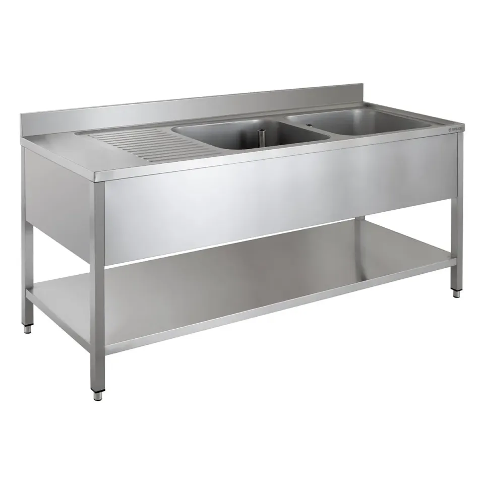 GastroHero ECO Spültisch 200x70 cm 2 Becken rechts