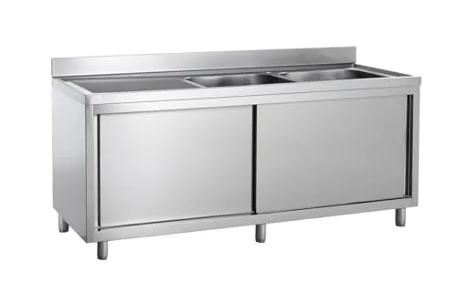 GastroHero Eco 16x7 Spülschrank 2 Becken rechts Edelstahl