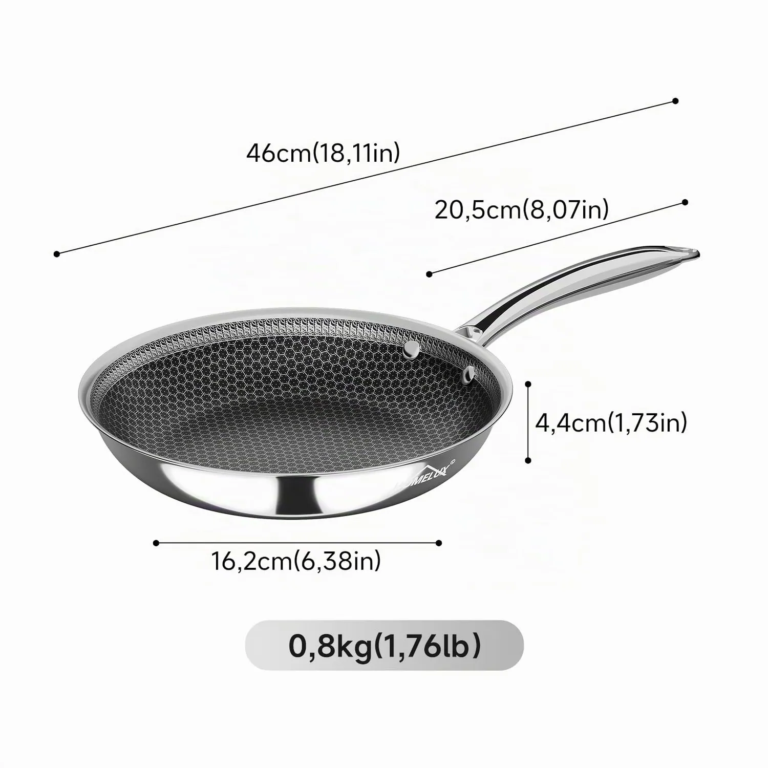 HOMELUX Bratpfanne 24cm Edelstahl Waben Antihaft