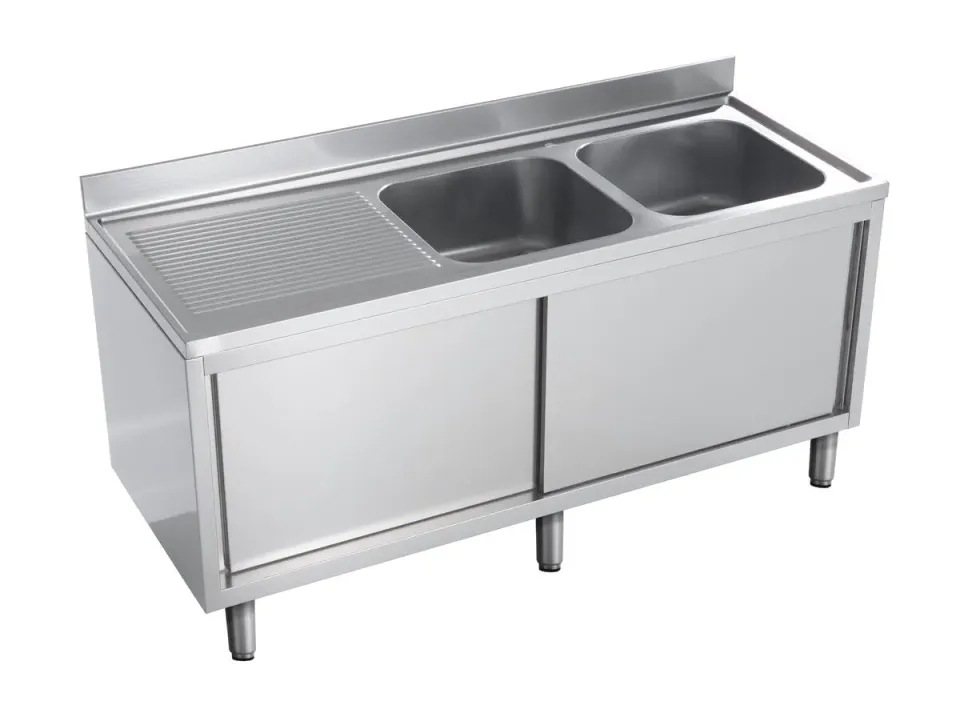 GastroHero Eco 14x6 Spülschrank 2 Becken rechts 140cm