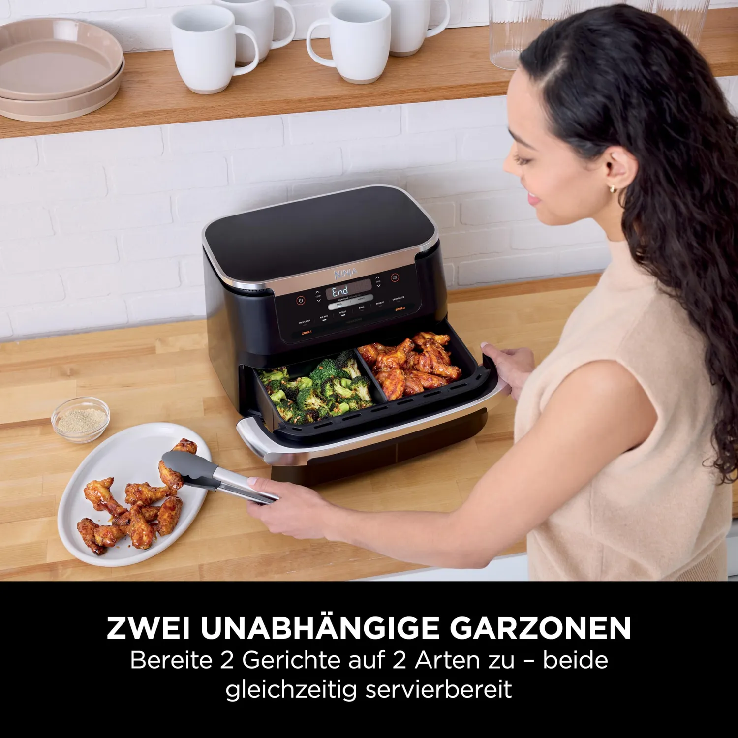 Ninja FlexDrawer Heißluftfritteuse 6,6 L schwarz 6-in-1 Dual