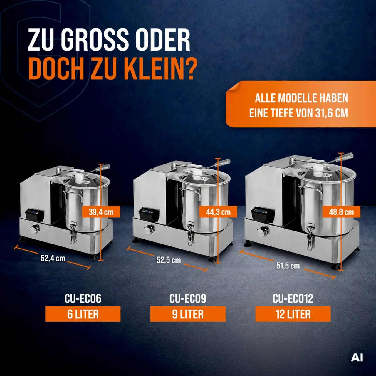GastroHero CU-ECO6 Kutter 6L Edelstahl Profi