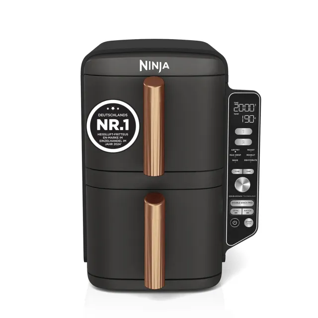 Ninja Double Stack XL Heißluftfritteuse 9,5L Schwarz-Kupfer