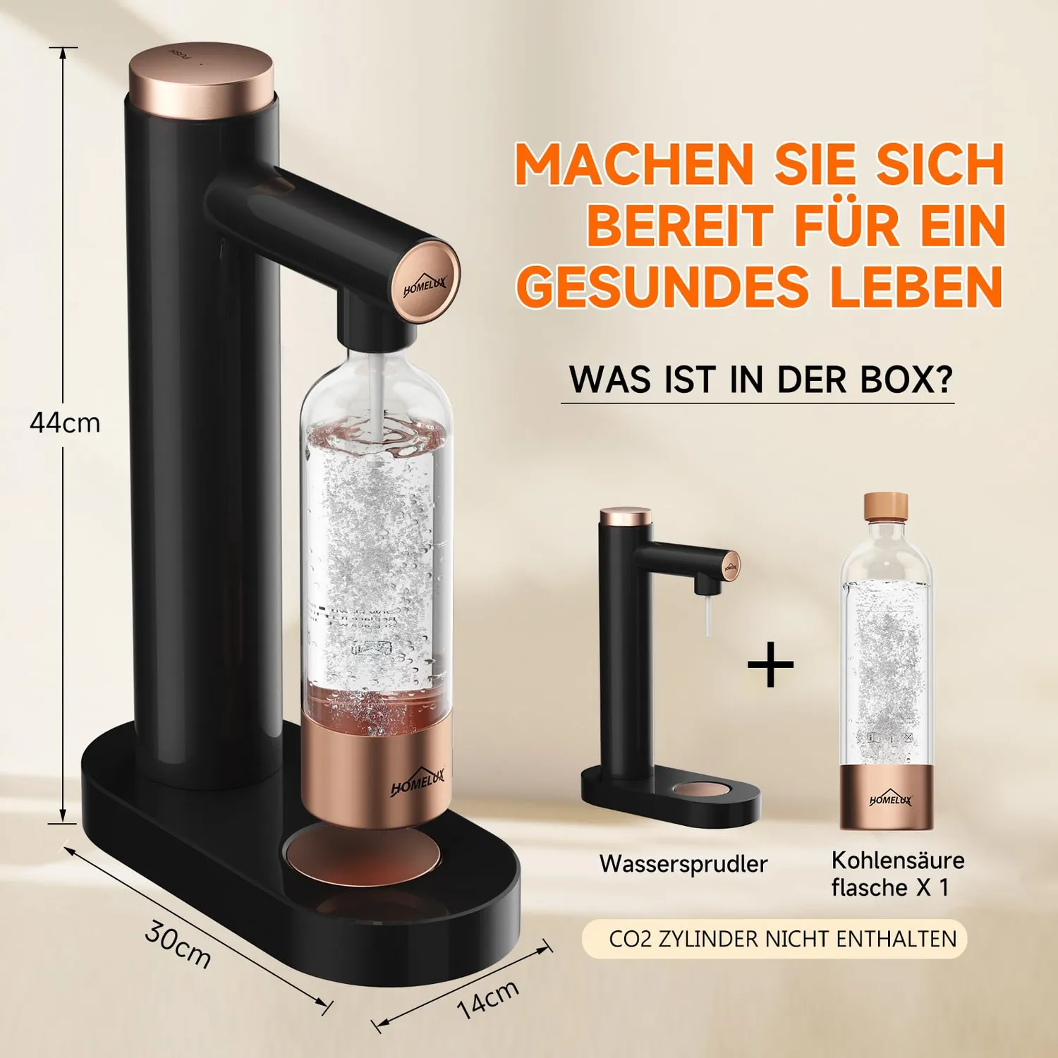 HOMELUX Wassersprudler Schwarz 1L PET-Flasche