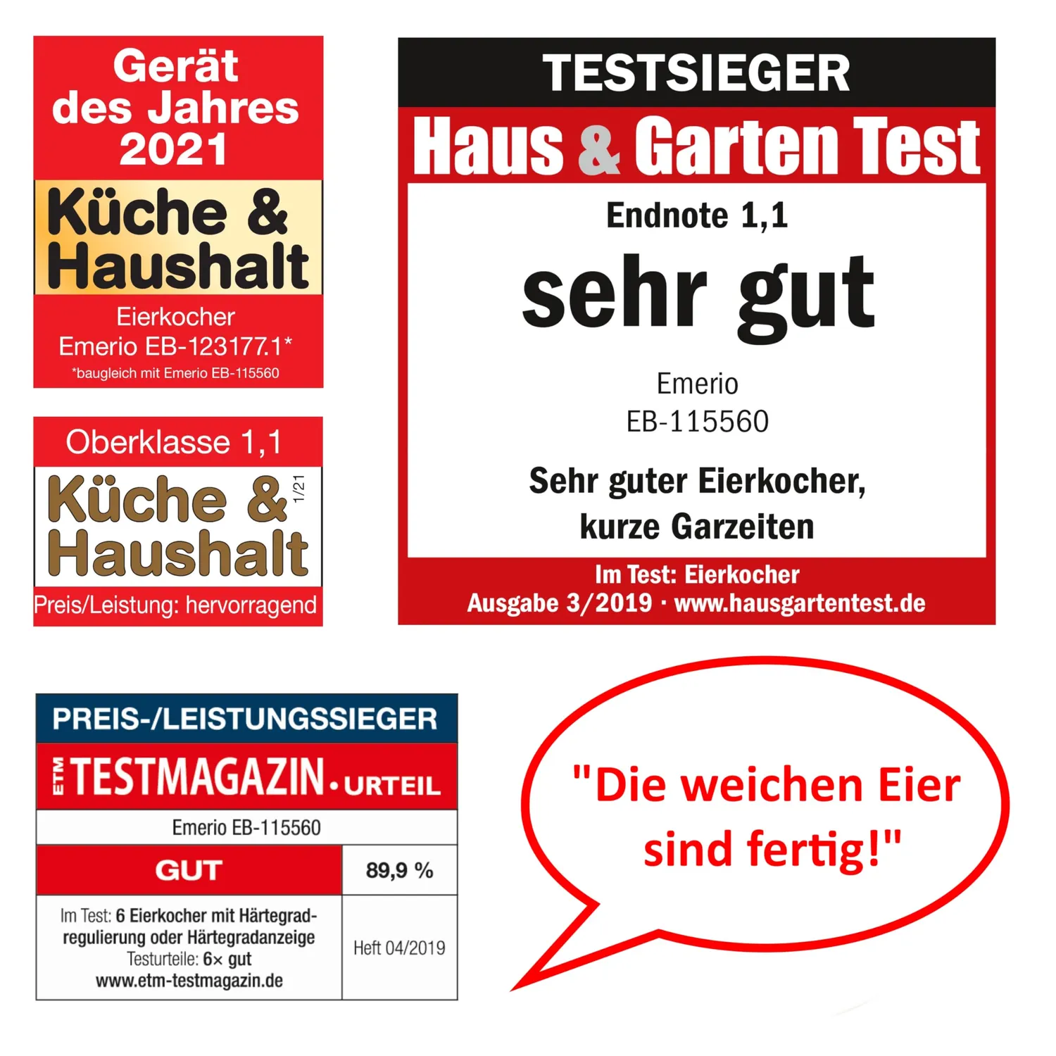 Emerio Eierkocher EB-115560 schwarz Sprachausgabe