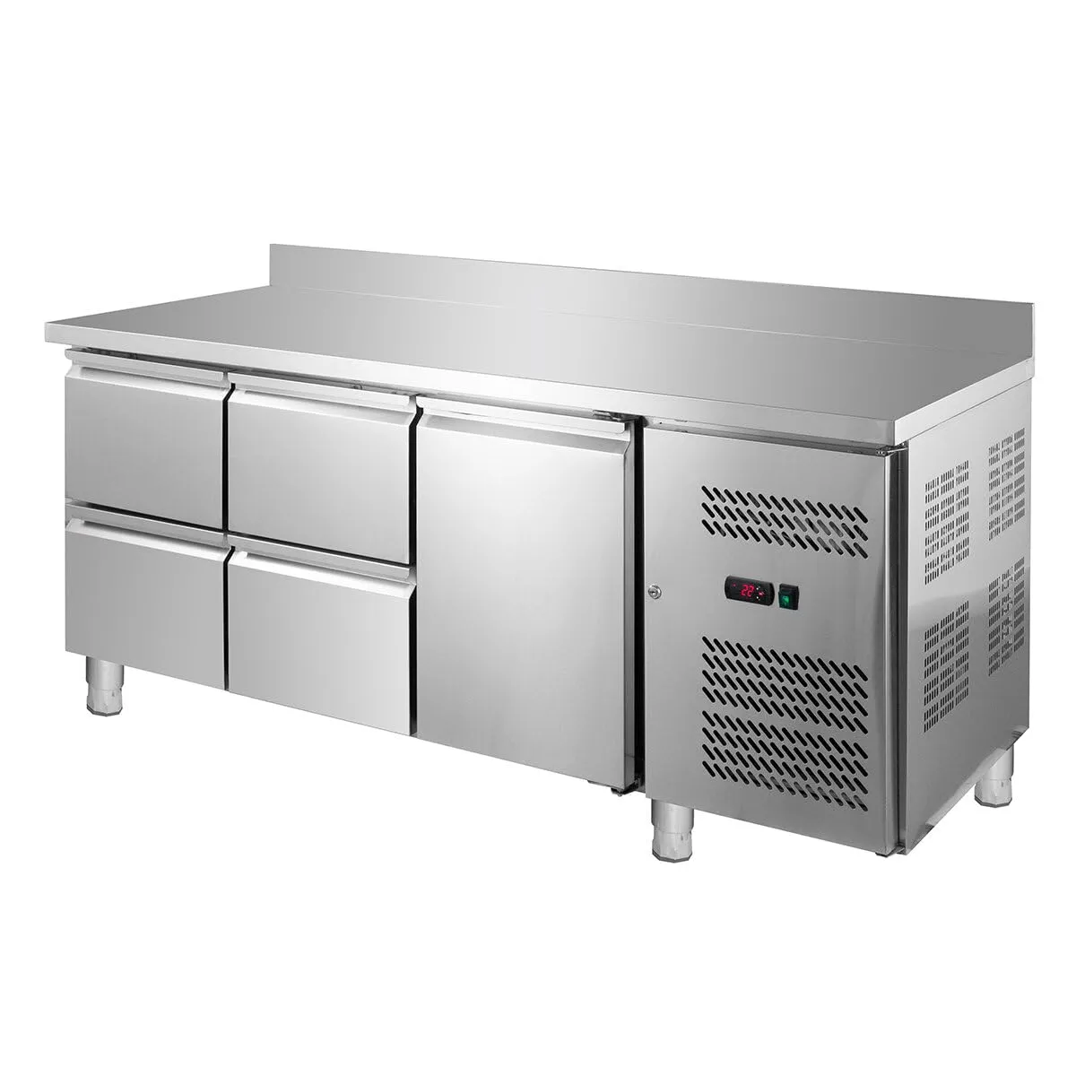 GastroHero GNH3240TN Kühltisch Edelstahl 1 Tür 4 Laden