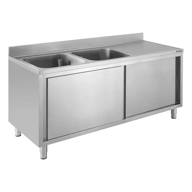 GastroHero Eco 18x7 Spülschrank 2 Becken links Edelstahl