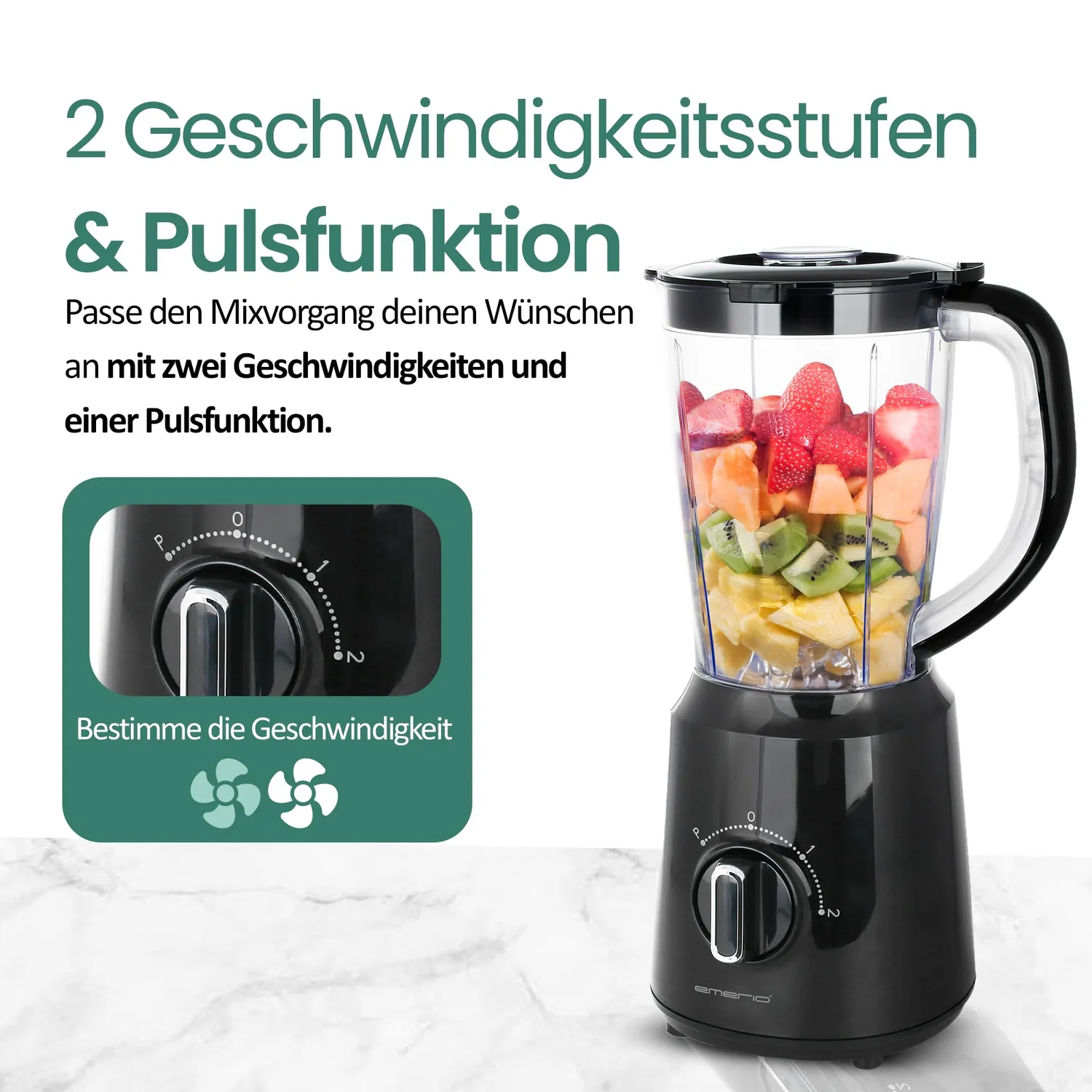 Emerio BL-124816.8 Standmixer 1,5 Liter Schwarz