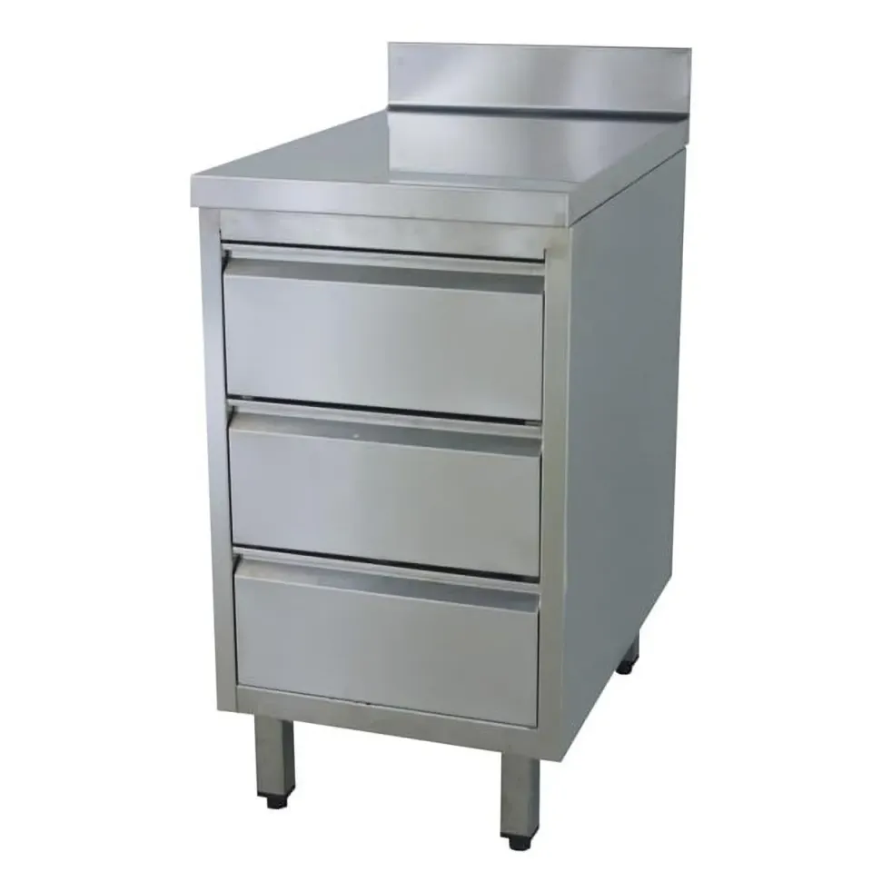 GastroHero ECO Schubladenschrank 400x700 3 Schubladen Aufkantung