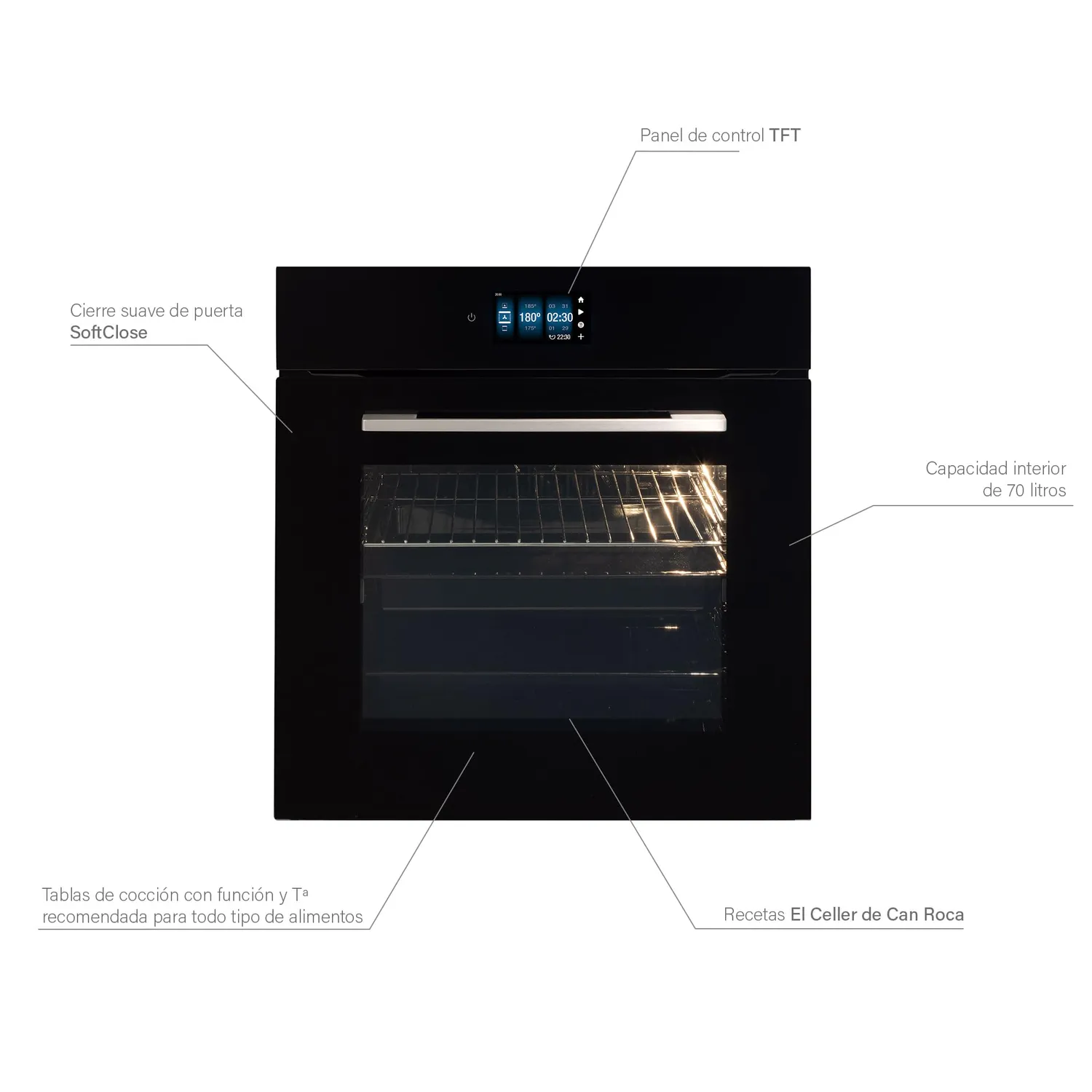 CATA MT 9011 PRO BK Einbaubackofen 70 L Schwarz 14 Funktionen