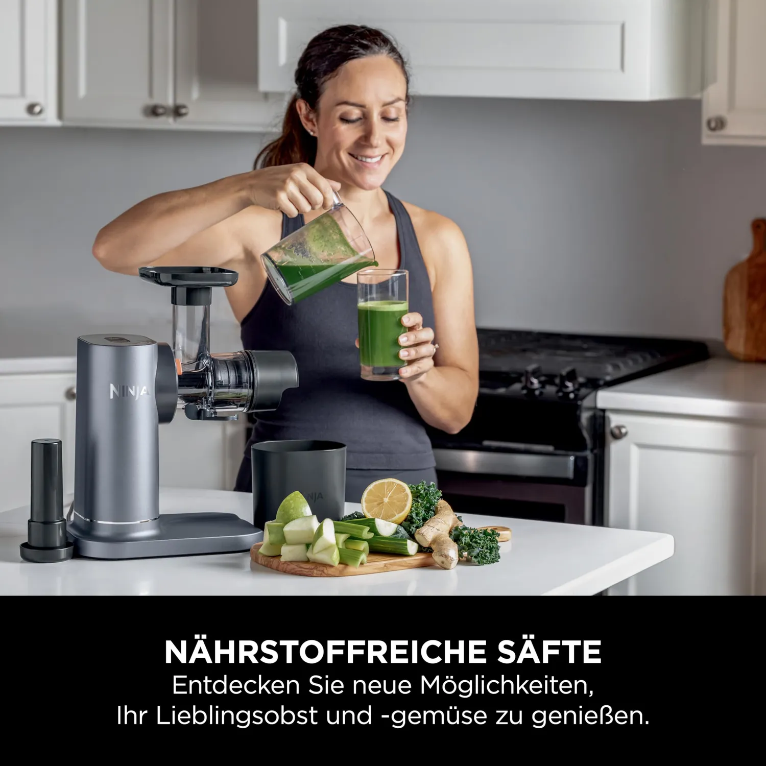 Ninja Kaltpresse-Entsafter 700ml Grau Slow Juicer Obst Gemüse