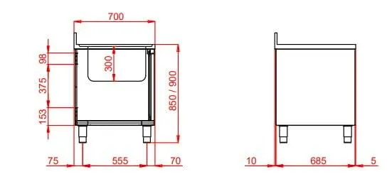GastroHero Eco 12x7 Spülschrank 2 Becken 120cm Edelstahl