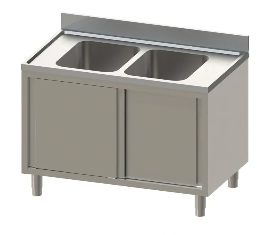 GastroHero Eco 12x7 Spülschrank 2 Becken 120cm Edelstahl