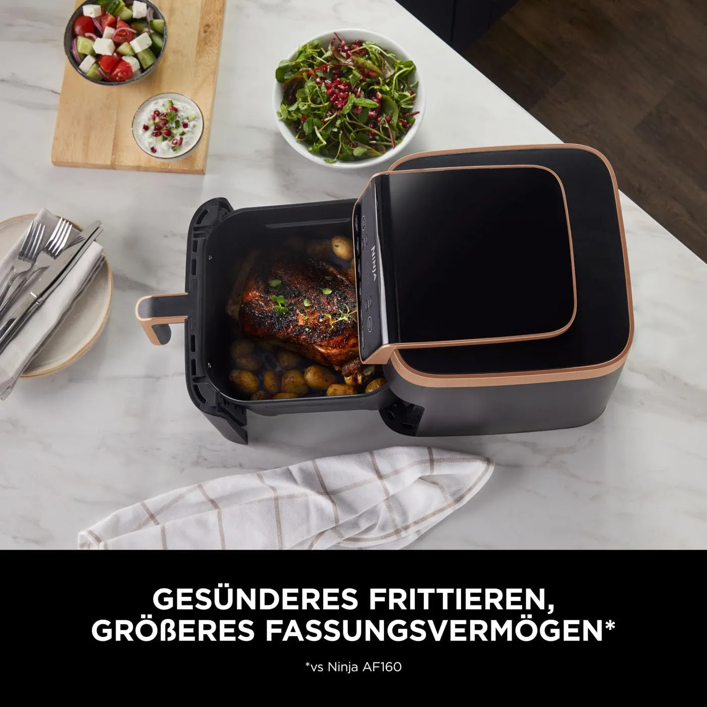 Ninja MAX PRO Heißluftfritteuse 6,2L schwarz-kupfer