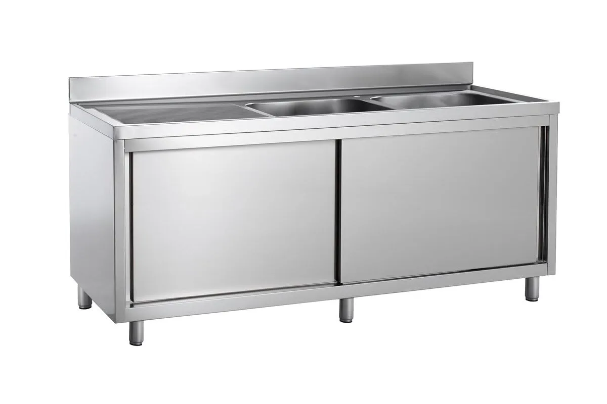 GastroHero Eco 16x7 Spülschrank 2 Becken rechts Edelstahl