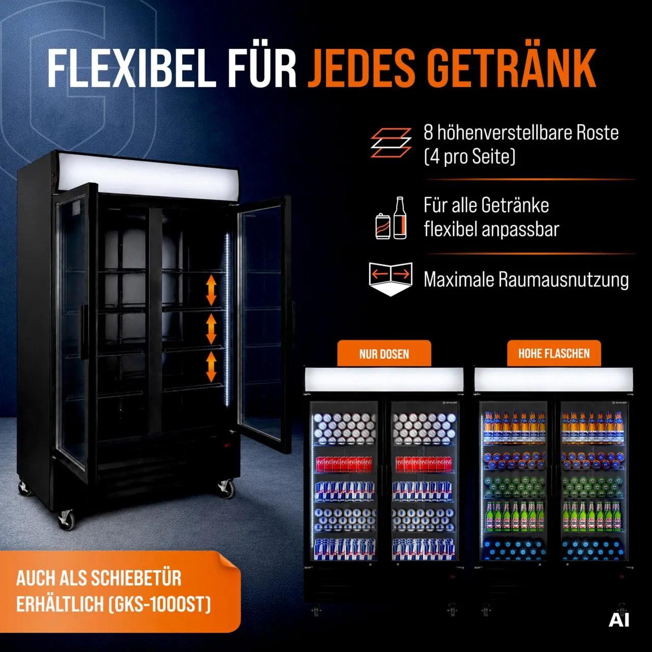 GastroHero GKS-1000KT Getränkekühlschrank 984 L 2-türig