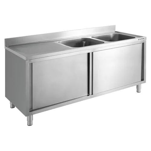 GastroHero Eco Spülschrank 20x7 2 Becken rechts Edelstahl