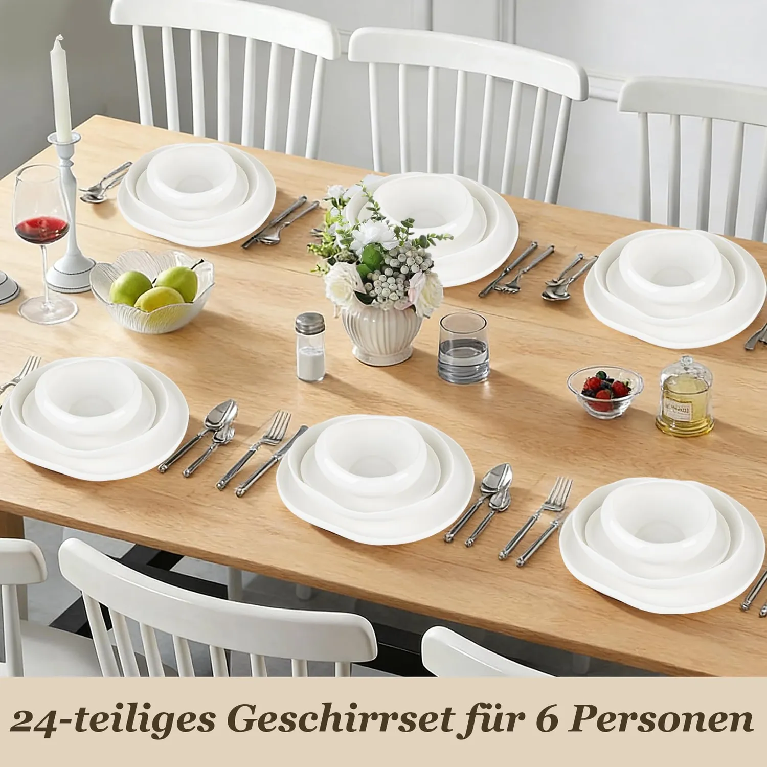 HOMELUX Geschirrset 24-teilig 6 Personen Weiß