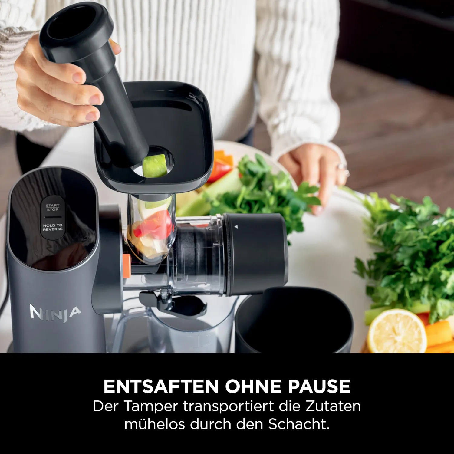 Ninja Kaltpresse-Entsafter 700ml Grau Slow Juicer Obst Gemüse