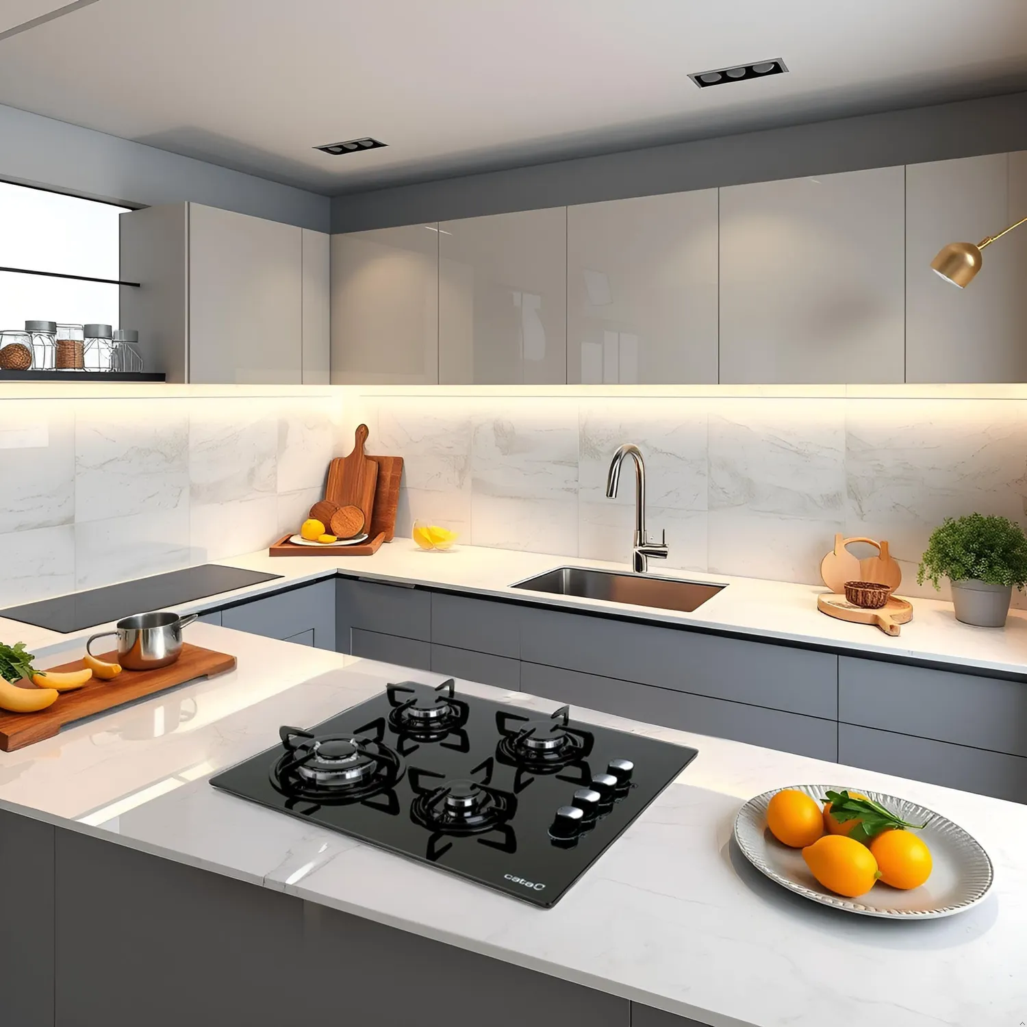 CATA CIB 6031 BK Gaskochfeld 59 cm Schwarzglas 8 kW