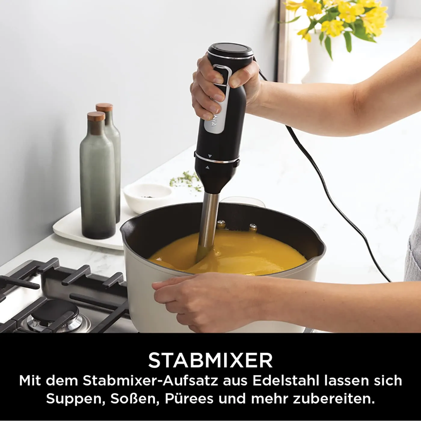 Ninja Foodi 3-in-1 Stabmixer CI100EU 850W Schwarz mit Zerkleinerer