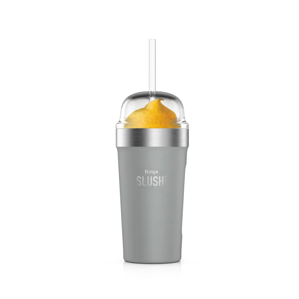 Ninja SLUSHi Bubble-Becher Grau isoliert mit Halm