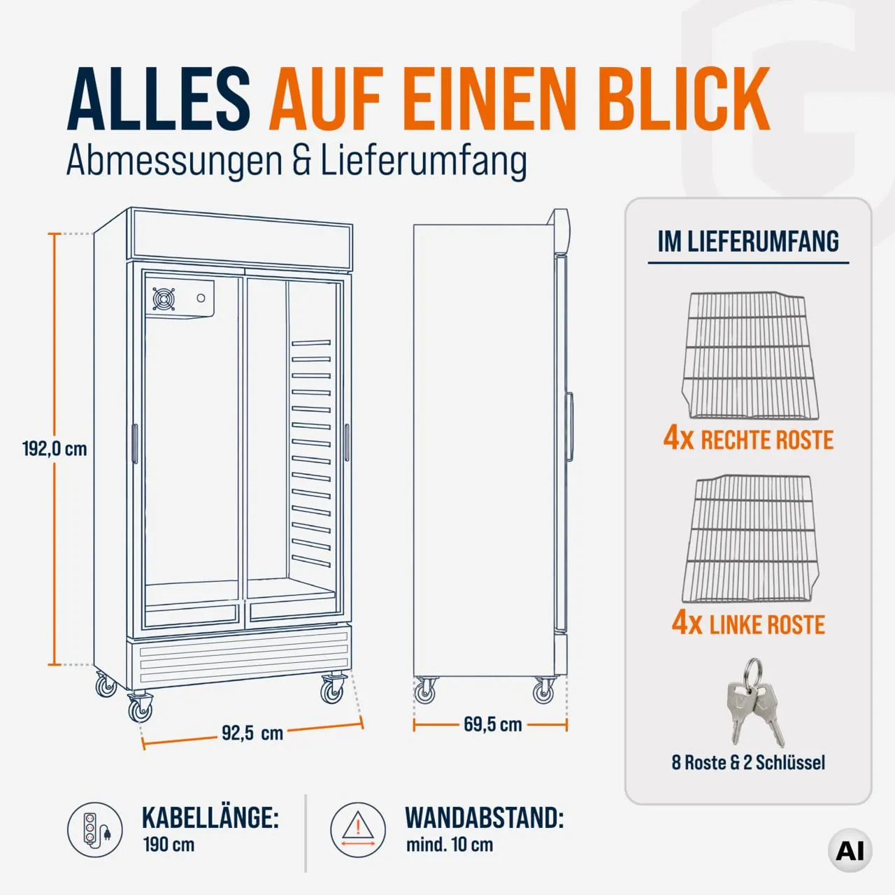 GastroHero SC-630FS Getränkekühlschrank 630 L Schiebetüren