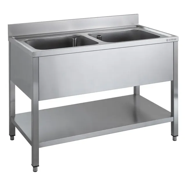 GastroHero ECO Spültisch 120x60 2 Becken mittig Edelstahl