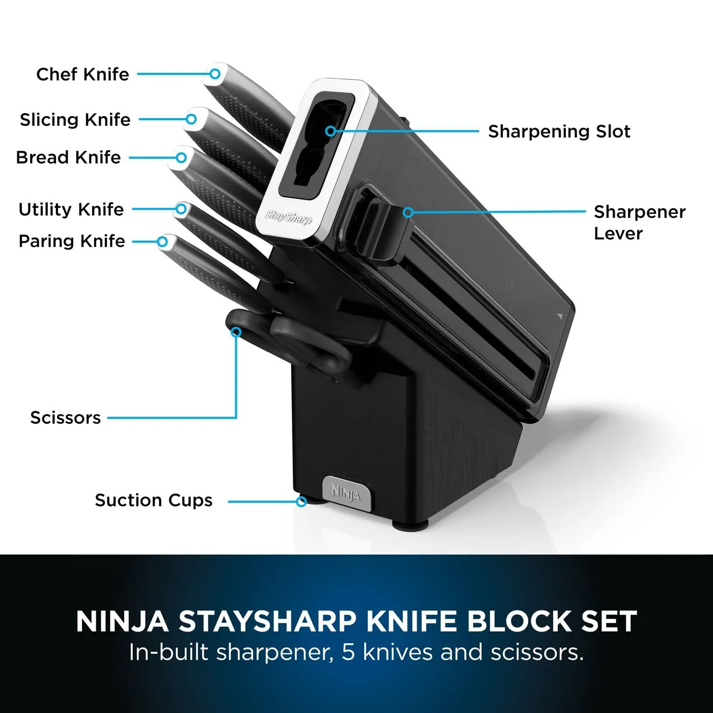 Ninja StaySharp Messerset 6-teilig Holzkohle rostfrei