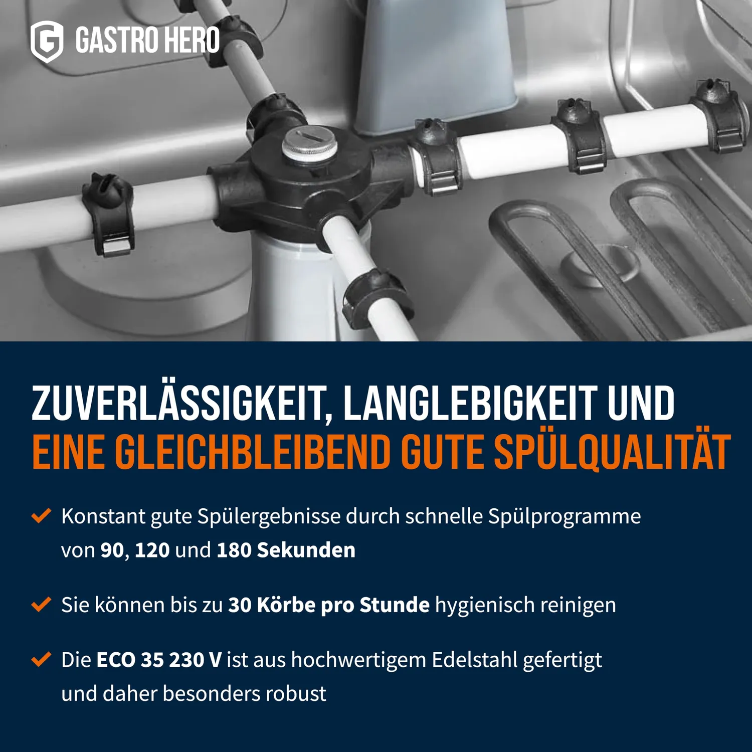 GastroHero Eco 35 Gläserspülmaschine 230V 350mm Korb