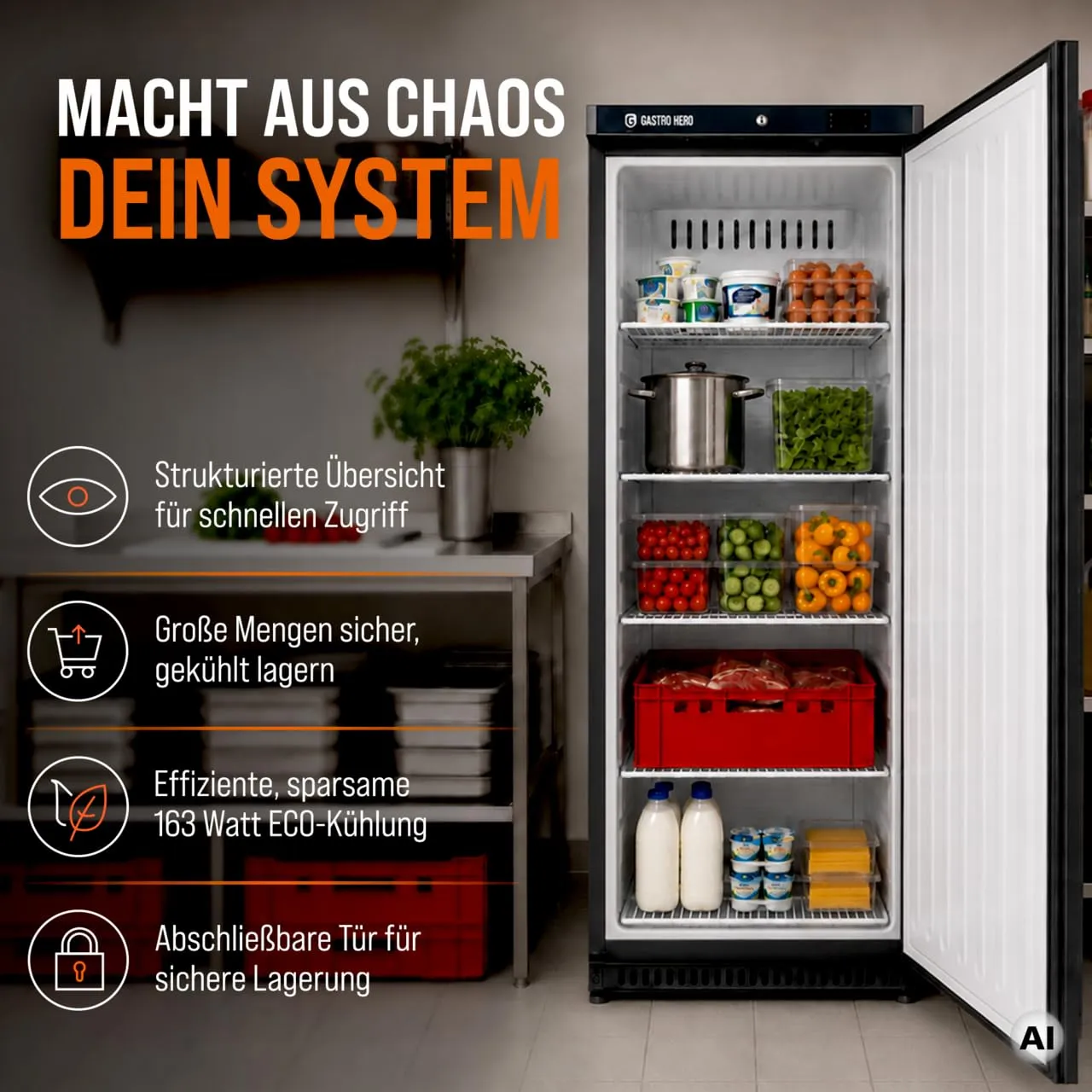 GastroHero LKSE400B Lagerkühlschrank 336 L
