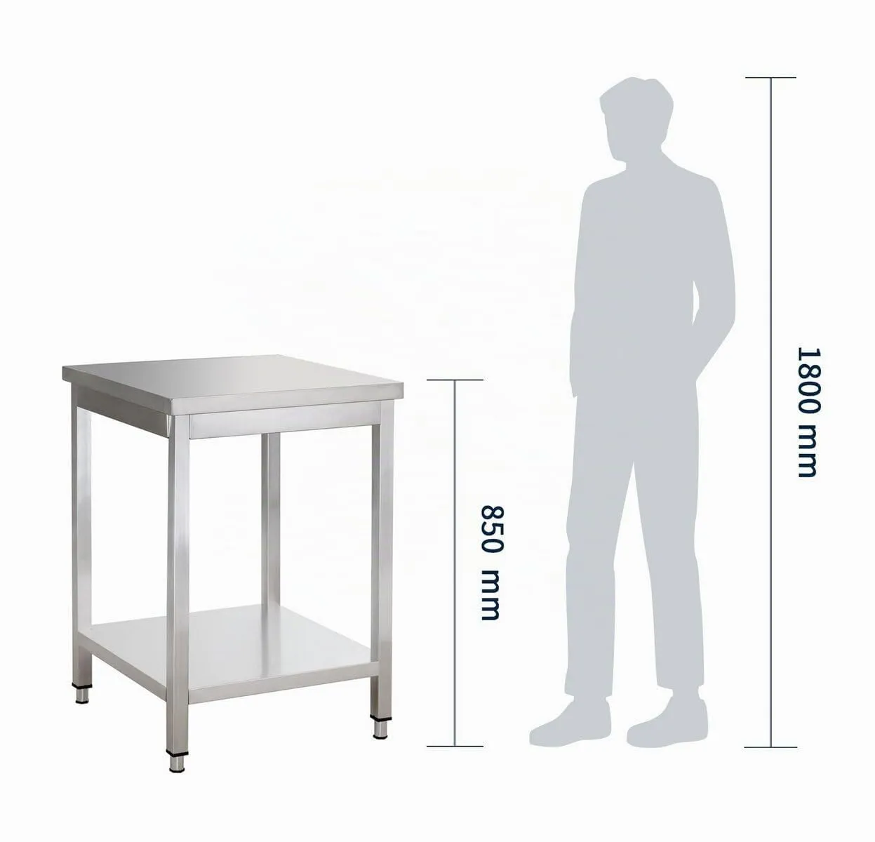 GastroHero Arbeitstisch Edelstahl 100x60 ohne Aufkantung