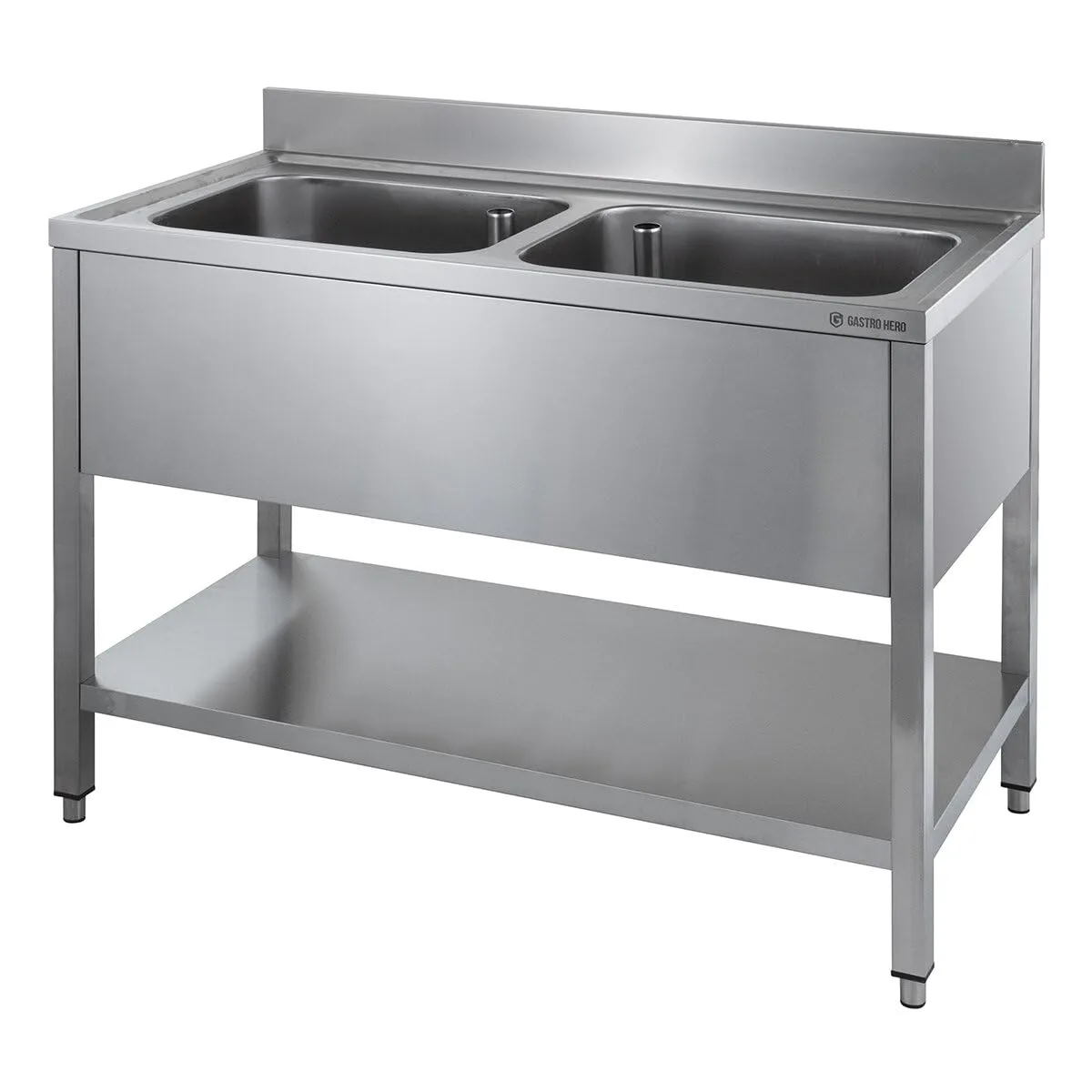 GastroHero ECO Spültisch 120x60 2 Becken mittig Edelstahl