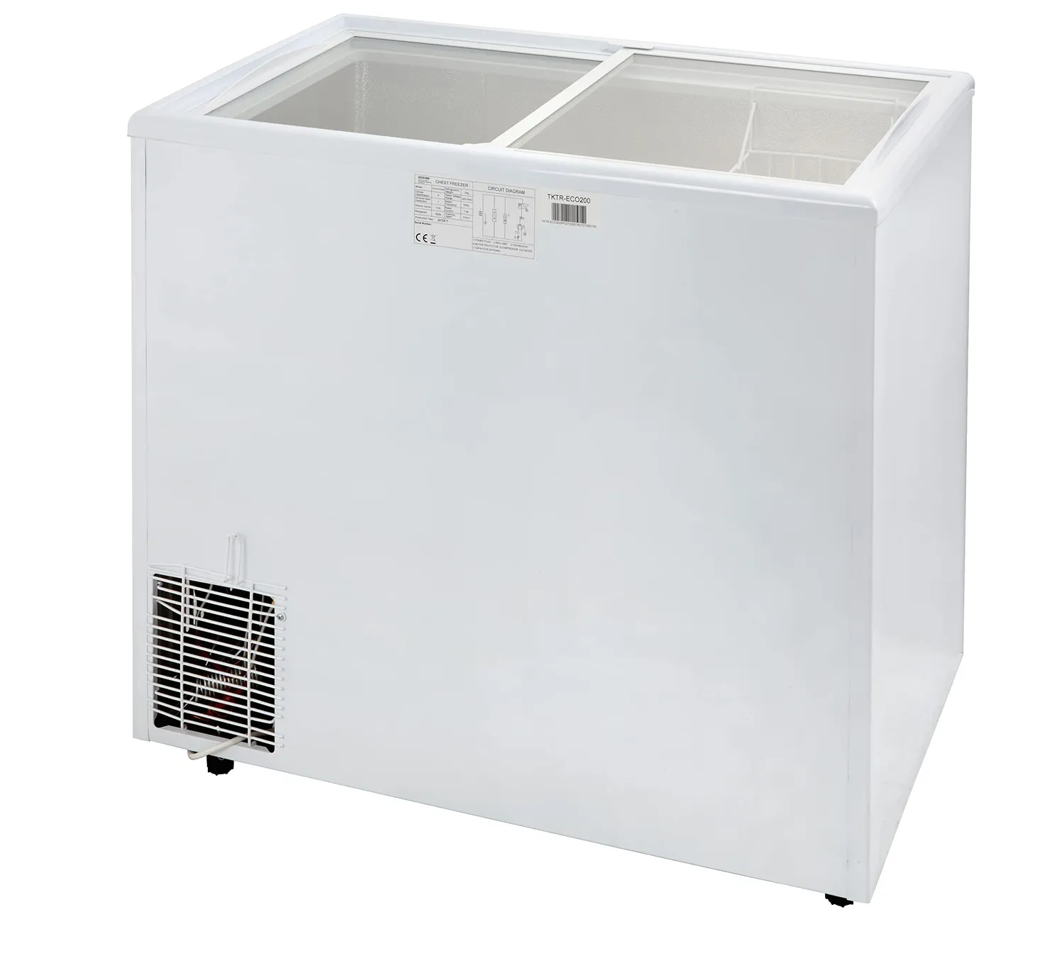 GastroHero ECO 197 Tiefkühltruhe 195 Liter Glasschiebedeckel