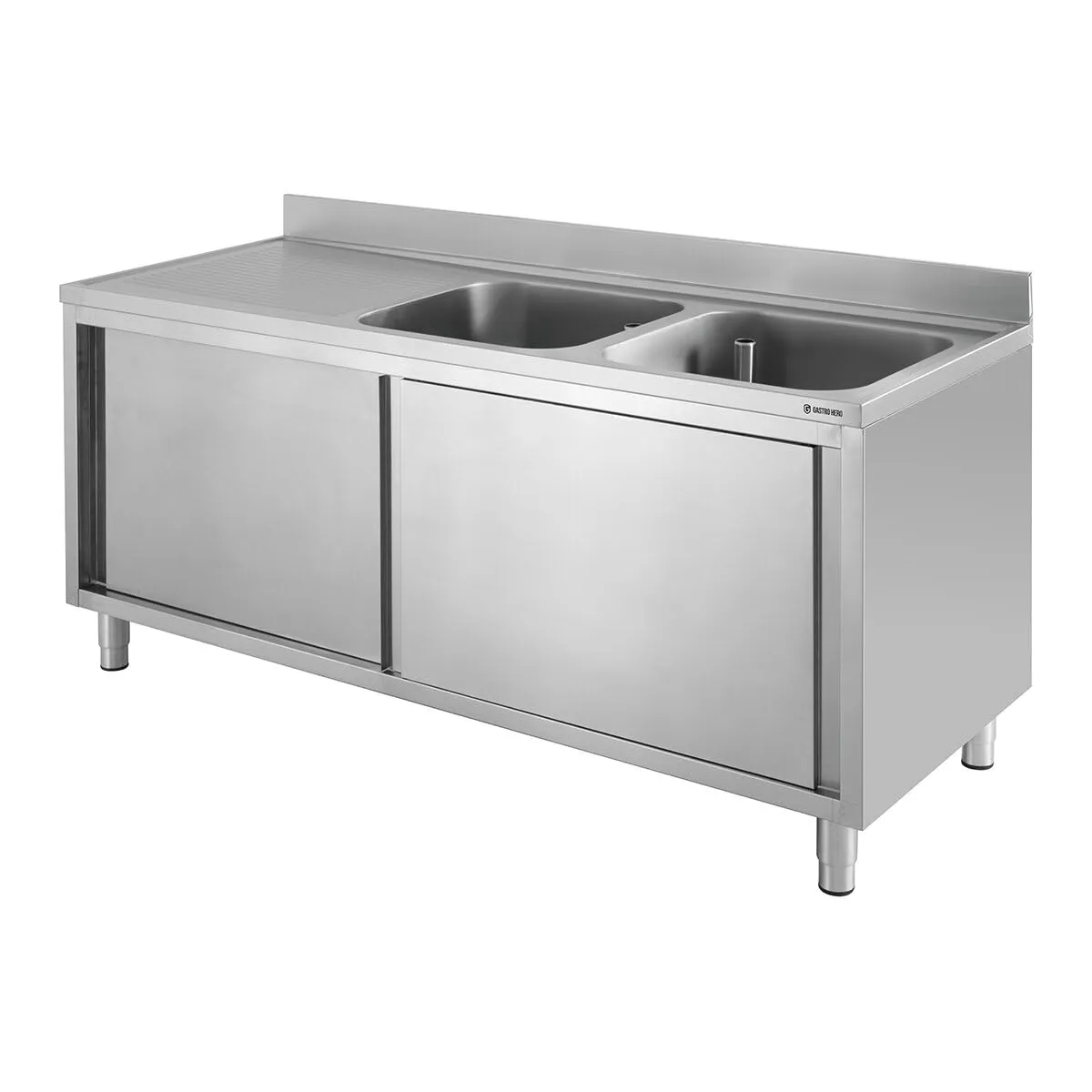 GastroHero Eco Spülschrank 20x7 2 Becken rechts Edelstahl
