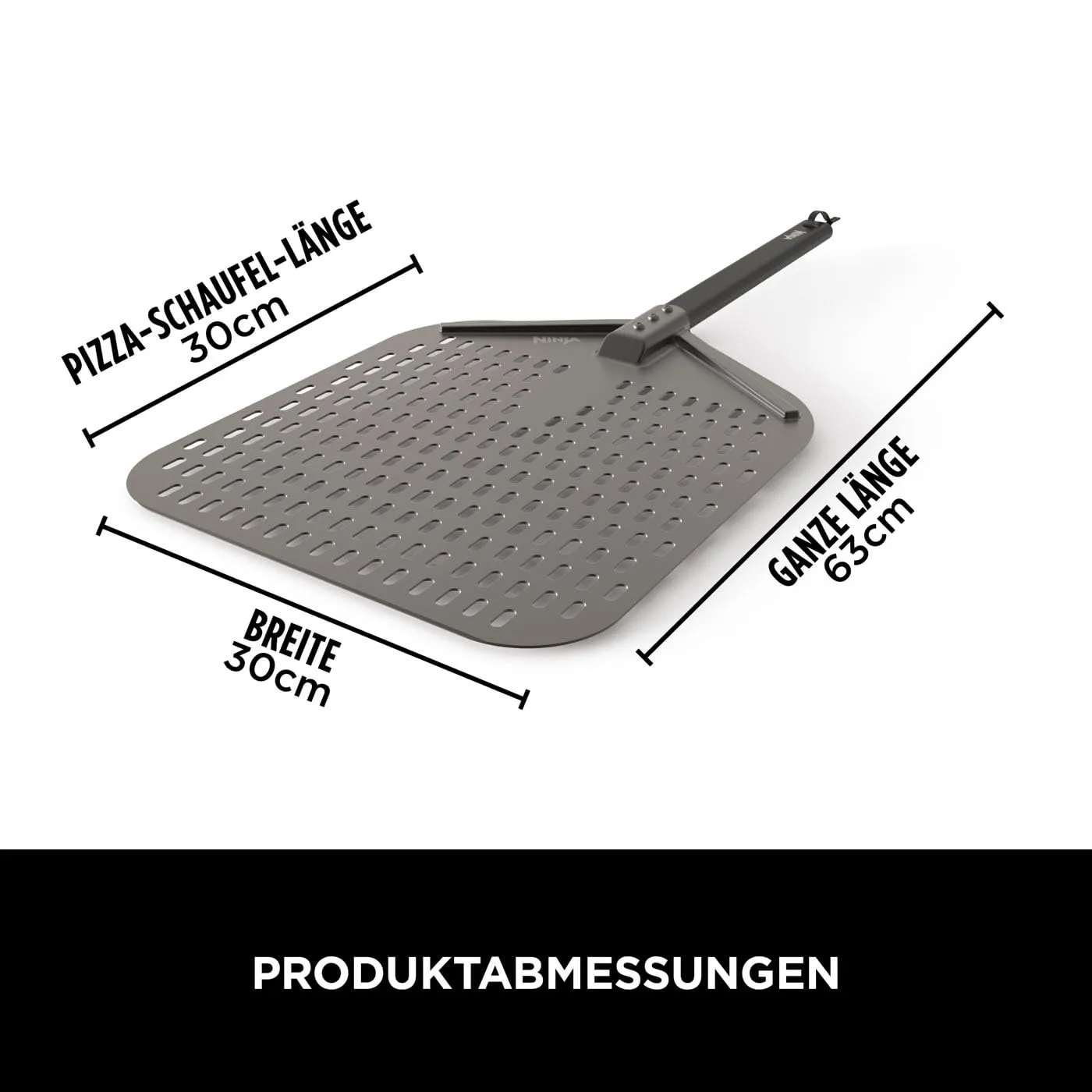 Ninja Woodfire Pizzaschaufel 30 cm schwarz rostfrei perforiert