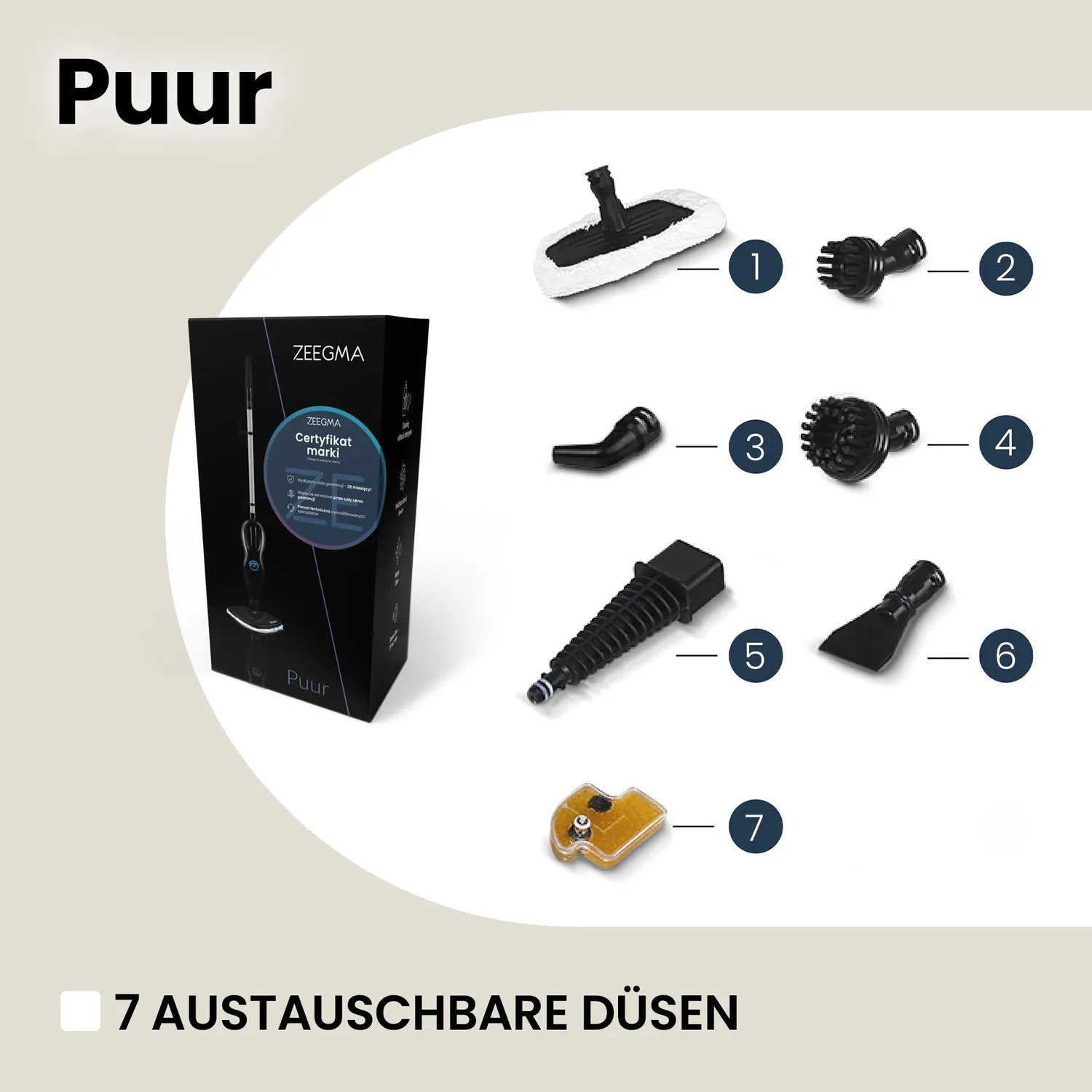 Zeegma Puur Dampfreiniger 1500 W chemiefrei