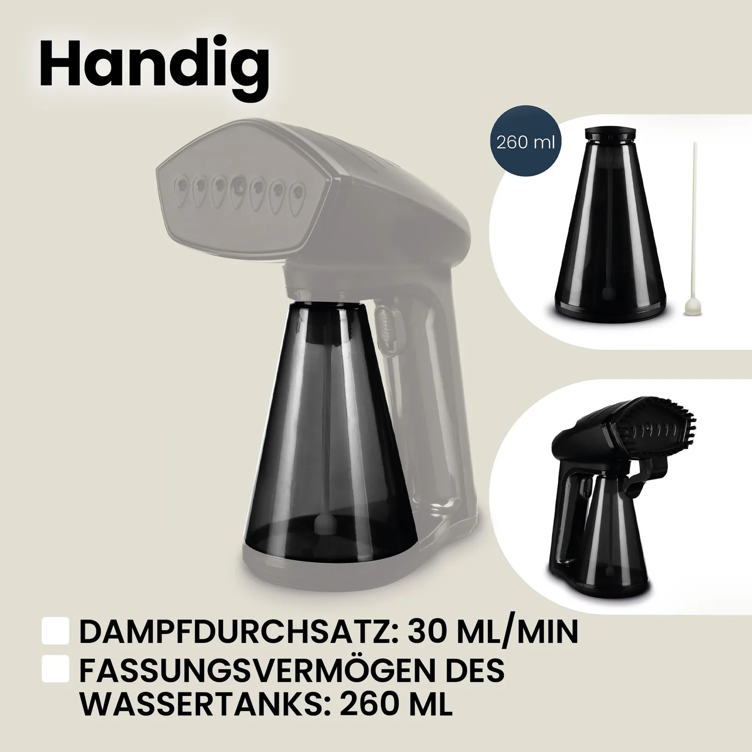 Zeegma Handig Dampfglätter 260 ml 1600 W Dauerdampf