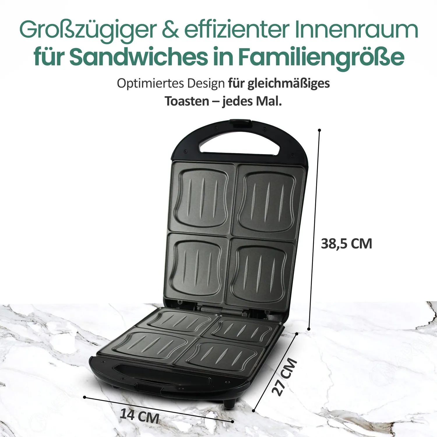 Emerio Family XXL Sandwichmaker 4 Toasts 1300W