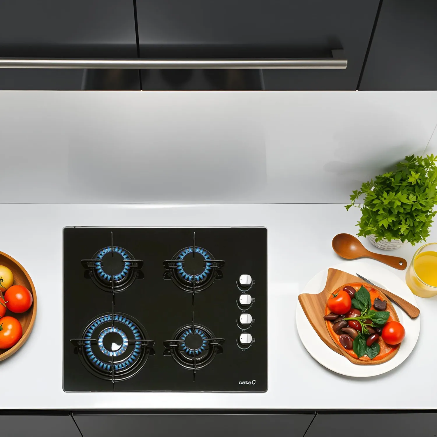 CATA CIB 6031 BK Gaskochfeld 59 cm Schwarzglas 8 kW