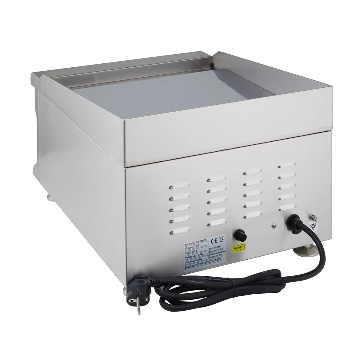 GastroHero Elektro Grillplatte 410x425 glatt 2,5 kW Edelstahl