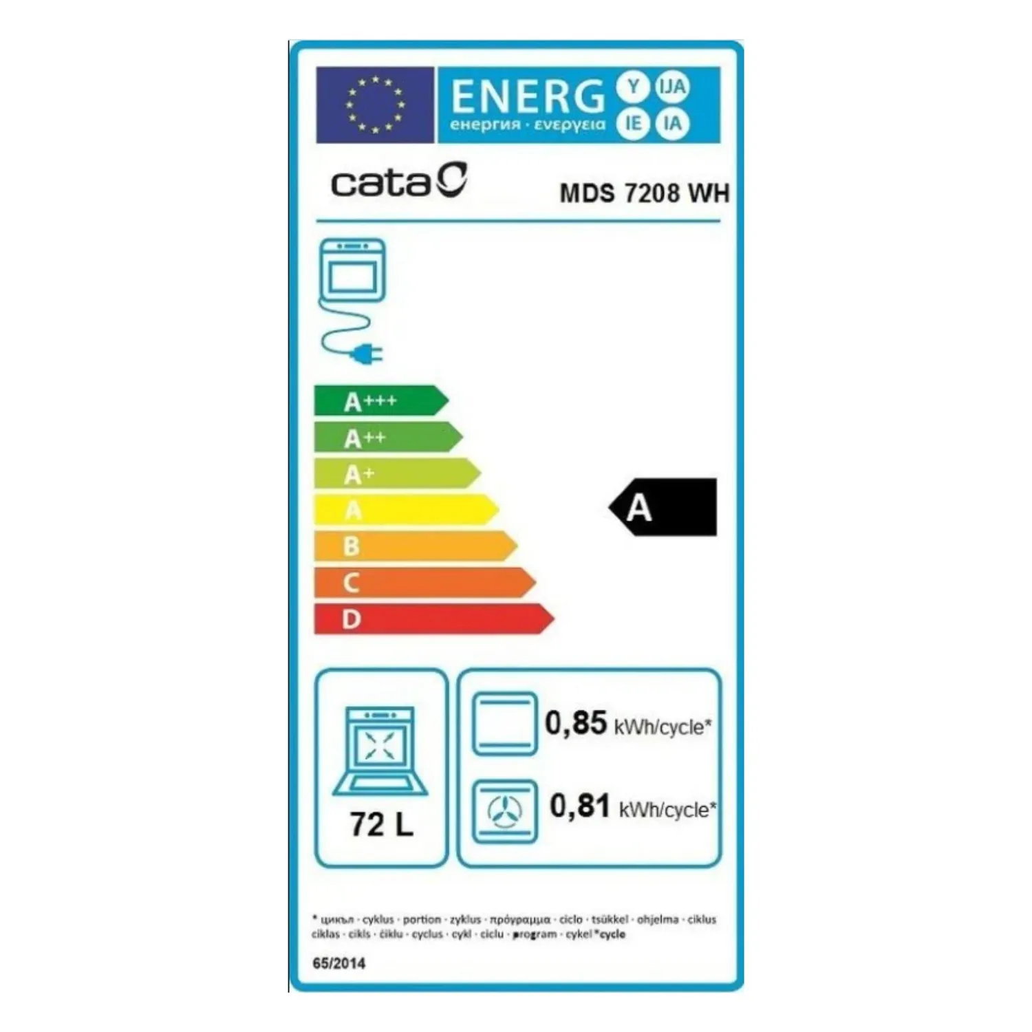 CATA MDS 7208 WH Einbaubackofen 72 L weiß