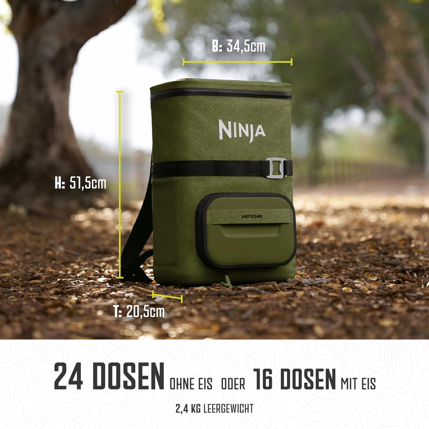 Ninja FrostVault Kühlrucksack Olivgrün 24 Dosen