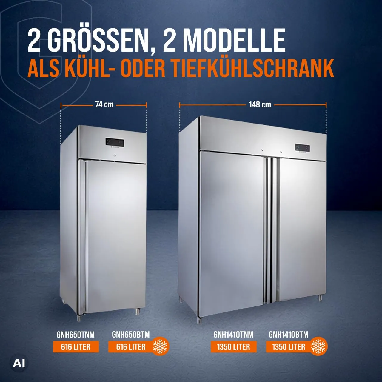 GastroHero ECO 650 Gewerbekühlschrank 616L GN2/1