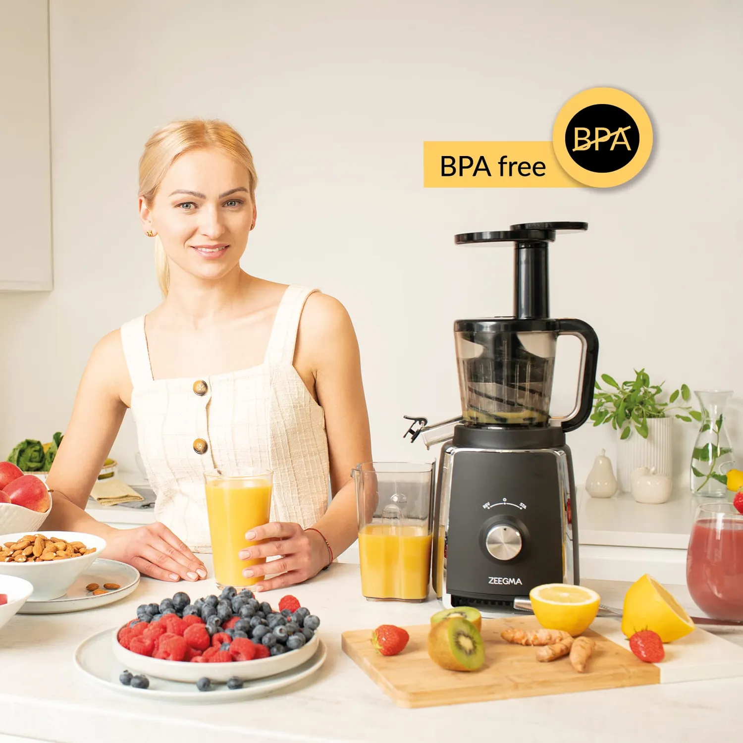 ZEEGMA Sap Slow Juicer Entsafter 40 U/min 0,9L